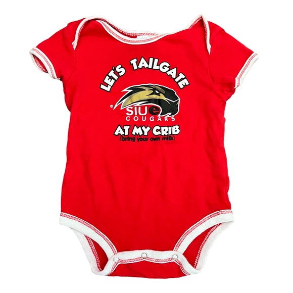 3-Piece SIUE Baby Bundle: 1 Red Fleece Pajamas & 2 Onesies, Size 6-9 Months - Picture 7 of 8